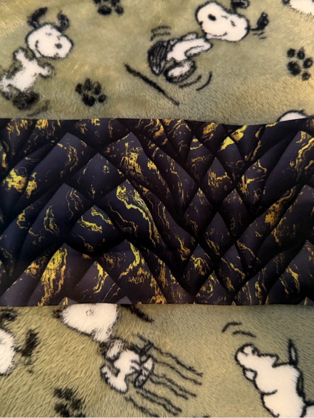 Quilted Black and Yellow Patterned Headband - Women’s Hair Accessory